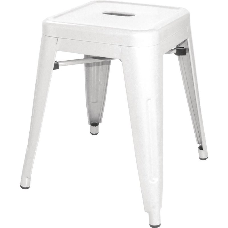 Tabouret bas Bolero Bistro en acier blanc (lot de 4) - Gastronoble - DL869