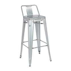 Tabouret haut en acier galvanis&eacute; avec dossier Bolero Bistro (lot de 4) - Gastronoble - DL877
