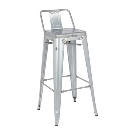 Tabouret haut en acier galvanis&eacute; avec dossier Bolero Bistro (lot de 4) - Gastronoble - DL877