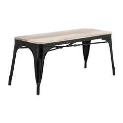Banc d'int&eacute;rieur avec assise en bois de manguier et cadre noir Bolero Bistro 1000&nbsp;mm (lot de 2) - Gastronoble - HZ814