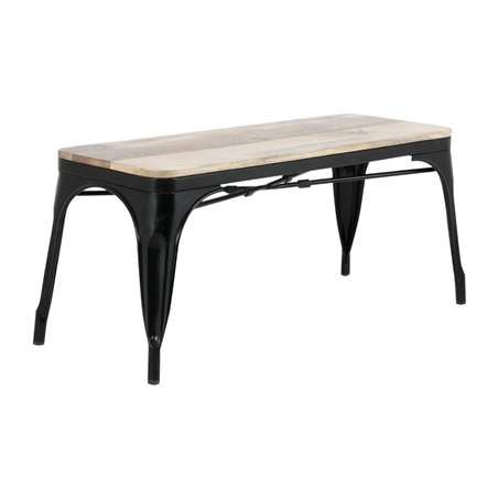 Banc d'int&eacute;rieur avec assise en bois de manguier et cadre noir Bolero Bistro 1000&nbsp;mm (lot de 2) - Gastronoble - HZ814