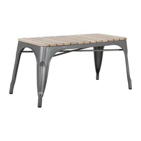 Banc d'int&eacute;rieur &agrave; lattes en bois de manguier et cadre gris acier Bolero Bistro 850&nbsp;mm (lot de 2) - Gastronoble - HZ817