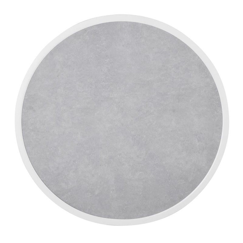 Plateau de table ext&eacute;rieur rond en verre tremp&eacute; Bolero effet pierre gris clair bord blanc 580 mm - Gastronoble - DL485
