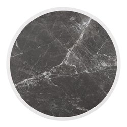 Plateau de table ext&eacute;rieur rond en verre tremp&eacute; Bolero effet granit fonc&eacute; bord blanc 580mm - Gastronoble - DL487