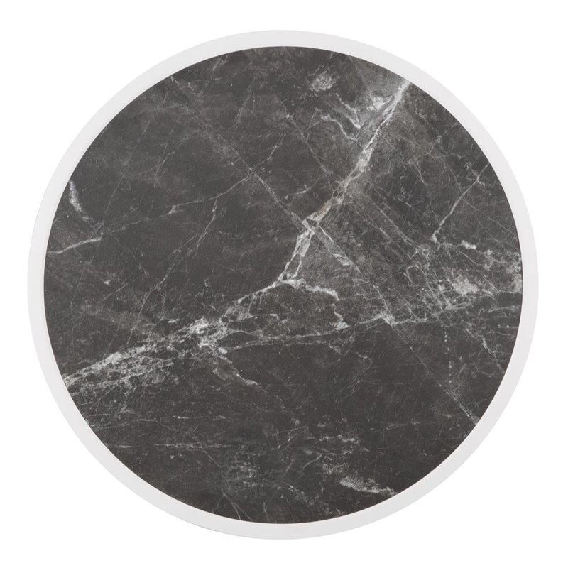 Plateau de table ext&eacute;rieur rond en verre tremp&eacute; Bolero effet granit fonc&eacute; bord blanc 580mm - Gastronoble - DL487