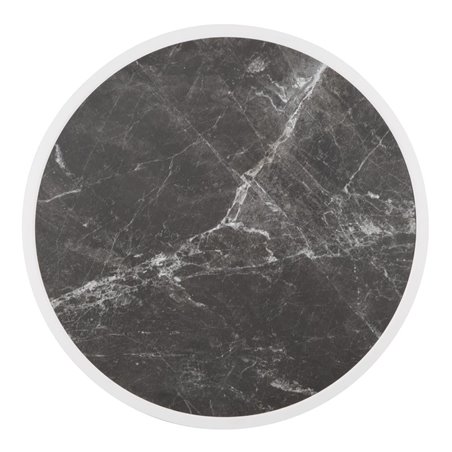 Plateau de table ext&eacute;rieur rond en verre tremp&eacute; Bolero effet granit fonc&eacute; bord blanc 580mm - Gastronoble - DL487