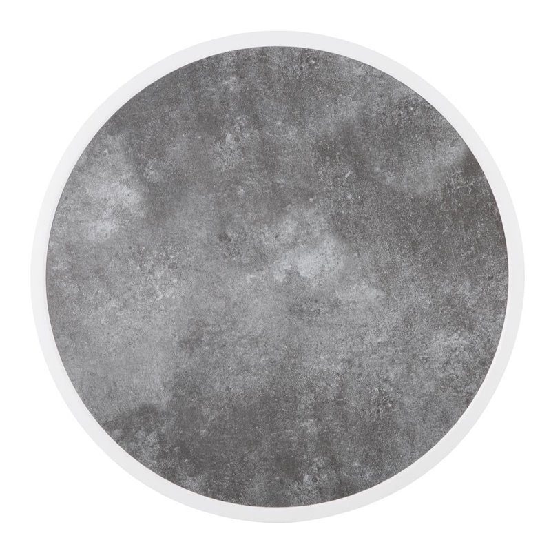 Plateau de table ext&eacute;rieur rond en verre tremp&eacute; Bolero effet pierre fonc&eacute;e bord blanc 580mm - Gastronoble - DL488