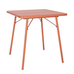 Table carr&eacute;e &agrave; lattes en acier Bolero terracotta - Gastronoble - CK064