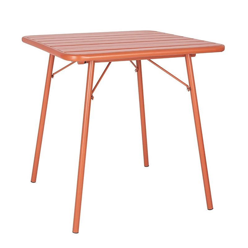 Table carr&eacute;e &agrave; lattes en acier Bolero terracotta - Gastronoble - CK064