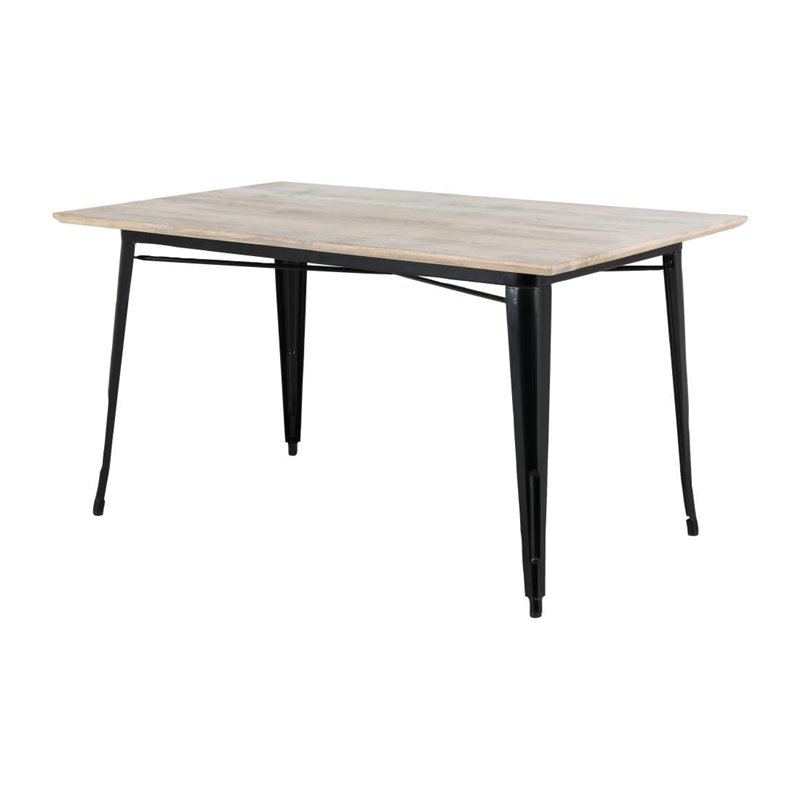 Table &agrave; manger avec plateau en bois de manguier lisse et pi&egrave;tement noir Bolero Bistro 1450&nbsp;mm - Gastronoble - HZ808
