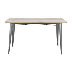 Table &agrave; manger avec plateau en bois de manguier lisse et pi&egrave;tement gris acier Bolero Bistro 1450&nbsp;mm - Gastronoble - HZ809