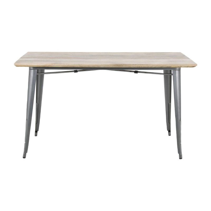 Table &agrave; manger avec plateau en bois de manguier lisse et pi&egrave;tement gris acier Bolero Bistro 1450&nbsp;mm - Gastronoble - HZ809