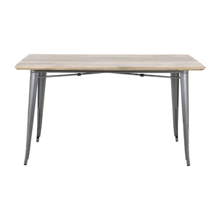 Table &agrave; manger avec plateau en bois de manguier lisse et pi&egrave;tement gris acier Bolero Bistro 1450&nbsp;mm - Gastronoble - HZ809