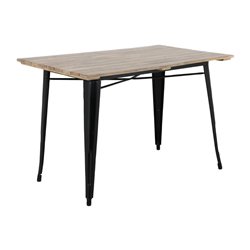 Table &agrave; manger &agrave; plateau &agrave; lattes en bois de manguier et pi&egrave;tement noir Bolero Bistro 1200&nbsp;mm - Gastronoble - HZ810