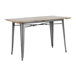 Table &agrave; manger &agrave; plateau &agrave; lattes en bois de manguier et pi&egrave;tement gris acier Bolero Bistro 1200&nbsp;mm - Gastronoble - HZ811