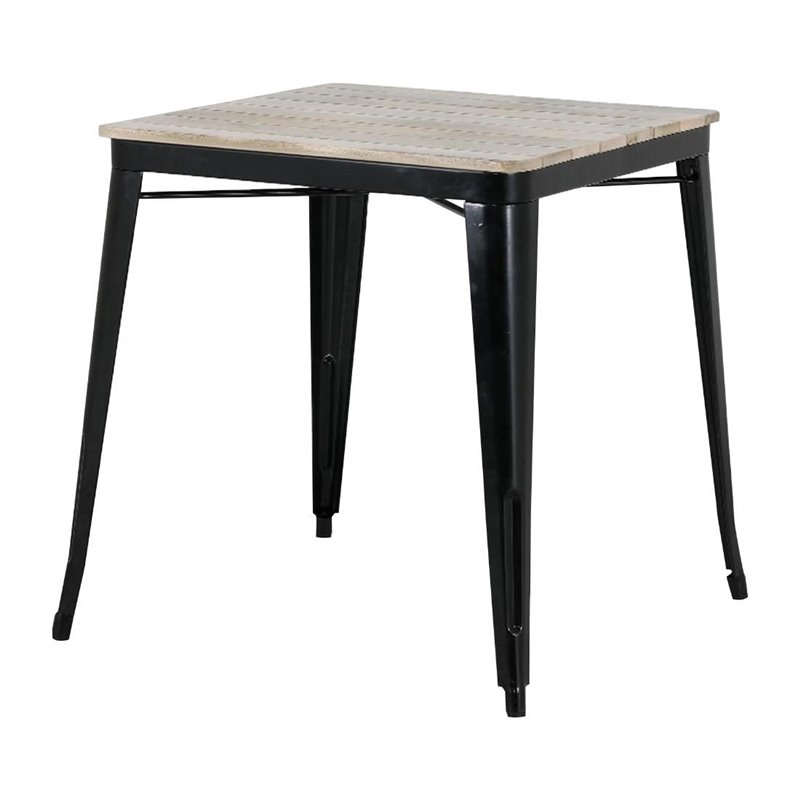 Table &agrave; manger &agrave; plateau &agrave; lattes en bois de manguier et pi&egrave;tement noir Bolero Bistro 650&nbsp;mm - Gastronoble - HZ812