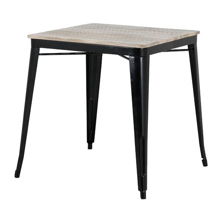 Table &agrave; manger &agrave; plateau &agrave; lattes en bois de manguier et pi&egrave;tement noir Bolero Bistro 650&nbsp;mm - Gastronoble - HZ812