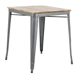 Table &agrave; manger &agrave; plateau &agrave; lattes en bois de manguier et pi&egrave;tement gris acier Bolero Bistro 650&nbsp;mm - Gastronoble - HZ813