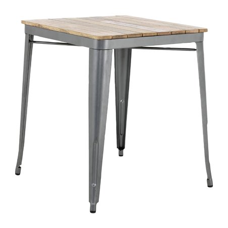 Table &agrave; manger &agrave; plateau &agrave; lattes en bois de manguier et pi&egrave;tement gris acier Bolero Bistro 650&nbsp;mm - Gastronoble - HZ813