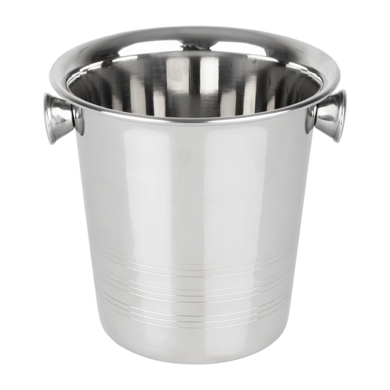 Seau &agrave; glace en acier inoxydable avec poign&eacute;es et rainures Olympia 1050ml - Gastronoble - HY121
