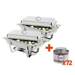 OFFRE SP&Eacute;CIALE Set de 2 chafing dishs Milan GN 1/1 avec 72 capsules de combustible liquide Olympia - Gastronoble - S506