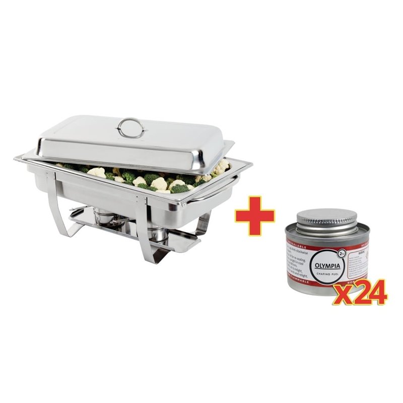 Offre sp&eacute;ciale : chafing dish Milan et 24 combustibles liquides Olympia - Gastronoble - S517