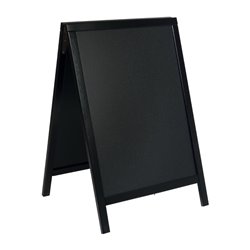 Petit panneau de trottoir avec cadre en pin laqu&eacute; noir Securit - Gastronoble - CU900