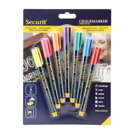 Marqueurs craie liquide Securit pointe 1-2mm couleurs (lot de 7) - Gastronoble - CU919
