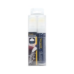 Marqueurs craie waterproof Securit (verre+ ardoise) pointe 7-15mm blancs (lot de 2) - Gastronoble - CU924