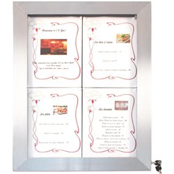 Porte-menu mural &agrave; LED couleurs en inox Securit 4xA4 - Gastronoble - CU937