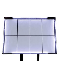 Porte-menu &agrave; LED blanches en acier noir Securit 8xA4 avec poteau et socle - Gastronoble - CX074