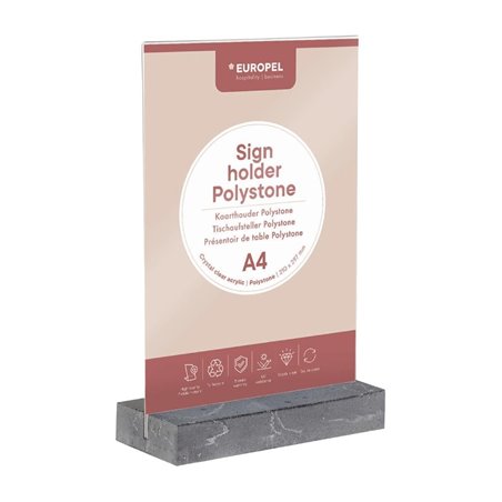 Pr&eacute;sentoir de table Europel A4 polystone anthracite - Gastronoble - HU461