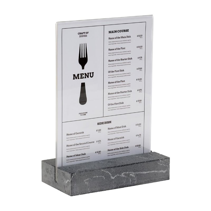 Pr&eacute;sentoir de table Europel A5 polystone anthracite - Gastronoble - HU462