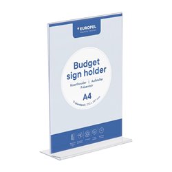 Pr&eacute;sentoir de table Europel Budget T-standard A4 transparent - Gastronoble - HU465