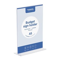 Pr&eacute;sentoir de table Europel Budget T-standard A5 transparent - Gastronoble - HU466