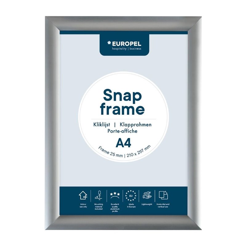Cadre clipsable en aluminium Europel A4 25mm - Gastronoble - HU439