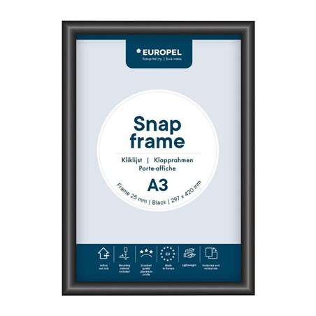 Cadre clipsable Europel A3 25mm noir - Gastronoble - HU442