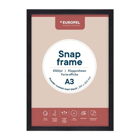 Cadre clipsable Europel A3 25mm noir mat - Gastronoble - HU443