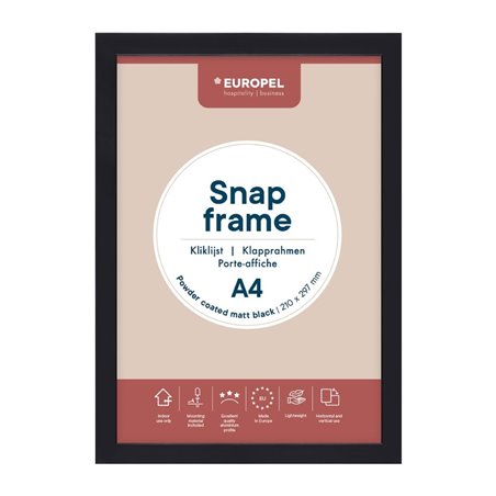 Cadre clipsable Europel A4 25mm noir mat - Gastronoble - HU444