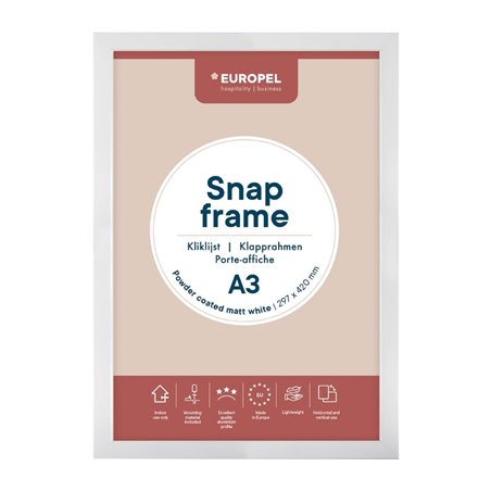 Cadre clipsable Europel A3 25mm blanc mat - Gastronoble - HU445
