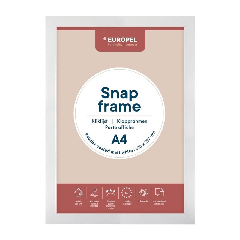 Cadre clipsable Europel A4 25mm blanc mat - Gastronoble - HU446