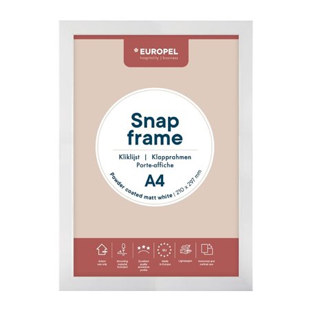 Cadre clipsable Europel A4 25mm blanc mat - Gastronoble - HU446
