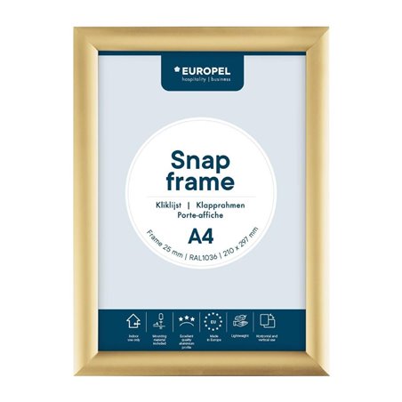 Cadre clipsable Europel A4 25mm dor&eacute; - Gastronoble - HU448