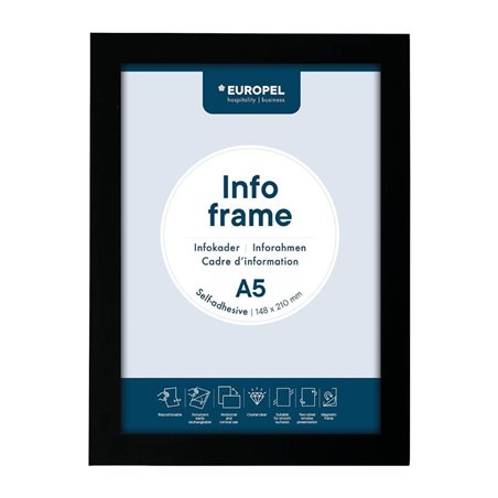 Cadres d'affichage autocollants Europel A5 noirs (lot de 2) - Gastronoble - HU458
