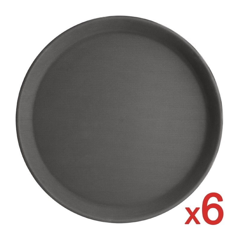 Offre sp&eacute;ciale : Lot de 6 plateaux ronds antid&eacute;rapants en polypropyl&egrave;ne Olympia Kristallon - Gastronoble - S658