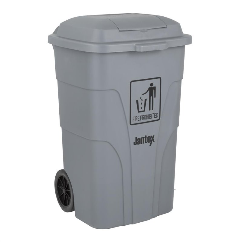 Poubelle &agrave; roulettes  avec p&eacute;dale Jantex 120L grise - Gastronoble - HC923