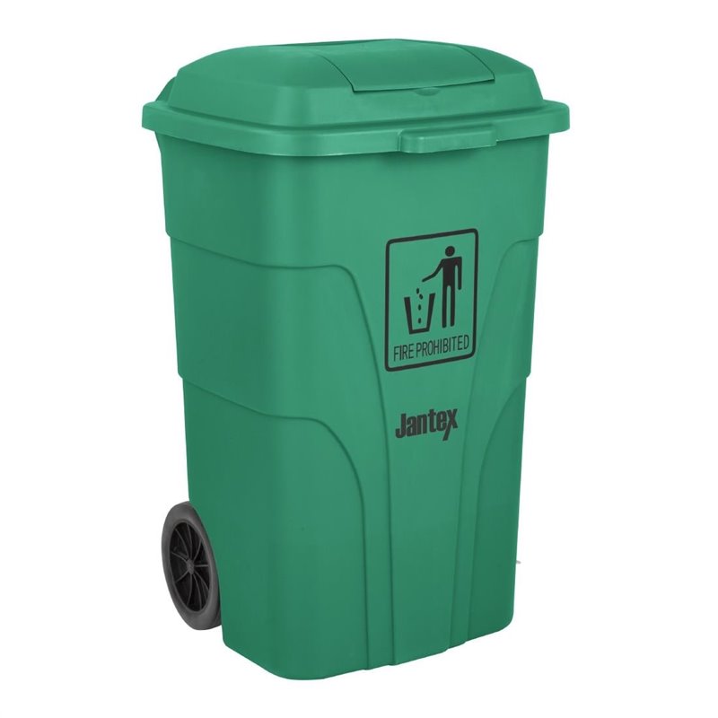 Poubelle &agrave; roulettes  avec p&eacute;dale Jantex 120L verte - Gastronoble - HC924