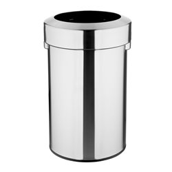 Poubelle en acier bross&eacute; Bolero avec couvercle ouvert 70L - Gastronoble - HT460