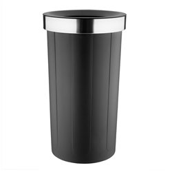 Poubelle ronde noire en polypropyl&egrave;ne Bolero avec couvercle ouvert 60L - Gastronoble - HT462