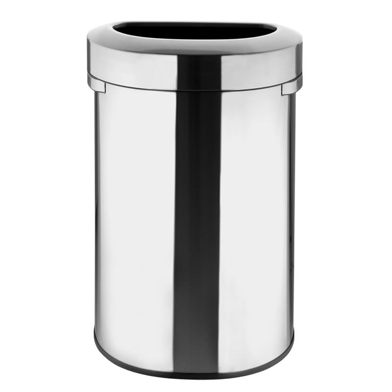 Poubelle en D en acier bross&eacute; Bolero avec couvercle ouvert 86L - Gastronoble - HT463